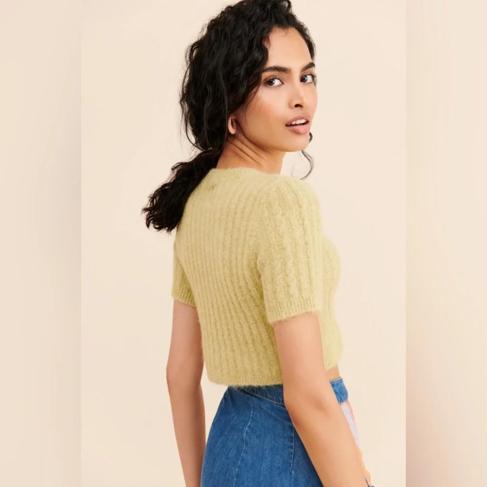 Tach Dalia knot pistachio Cardigan Sweater Too Anthropologie XS - Picture 2 of 7